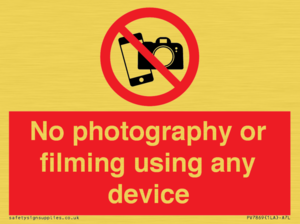 No photography or filming using any device
